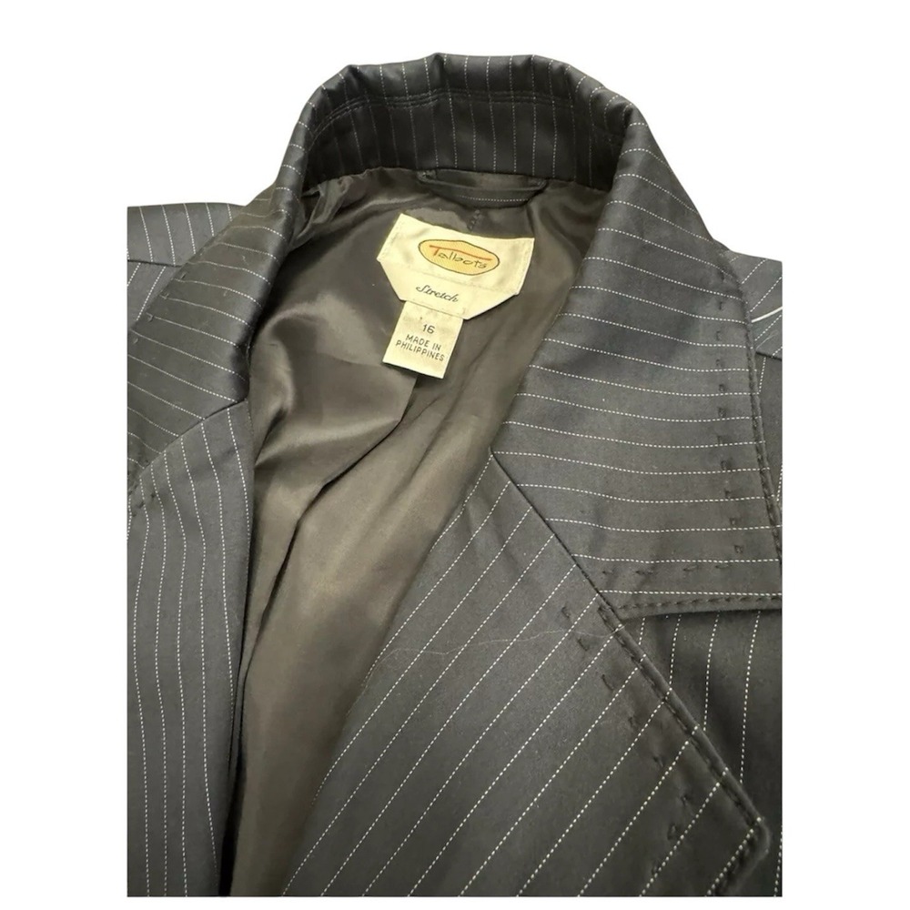 Talbots Pinstriped Single Breasted Suit Jacket Size 16 Navy‎